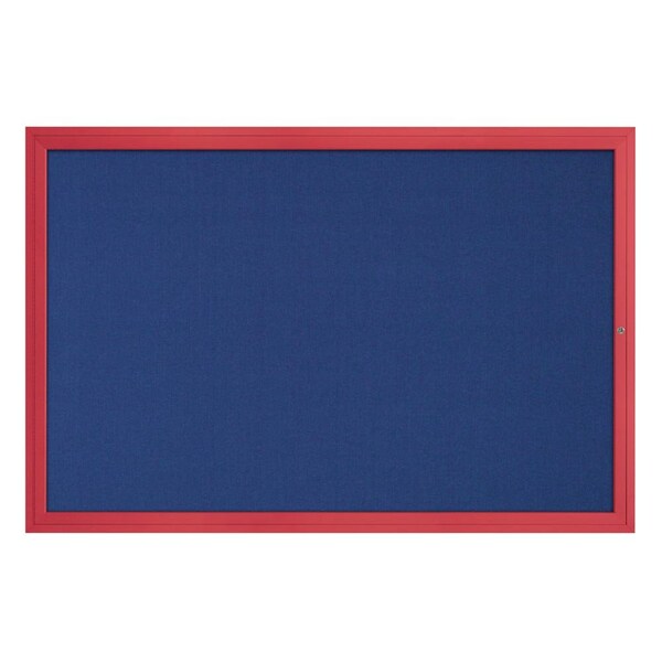 Hinge-less Radius Corkboard, 24"x36", Black Alum Frame/Amethyst
